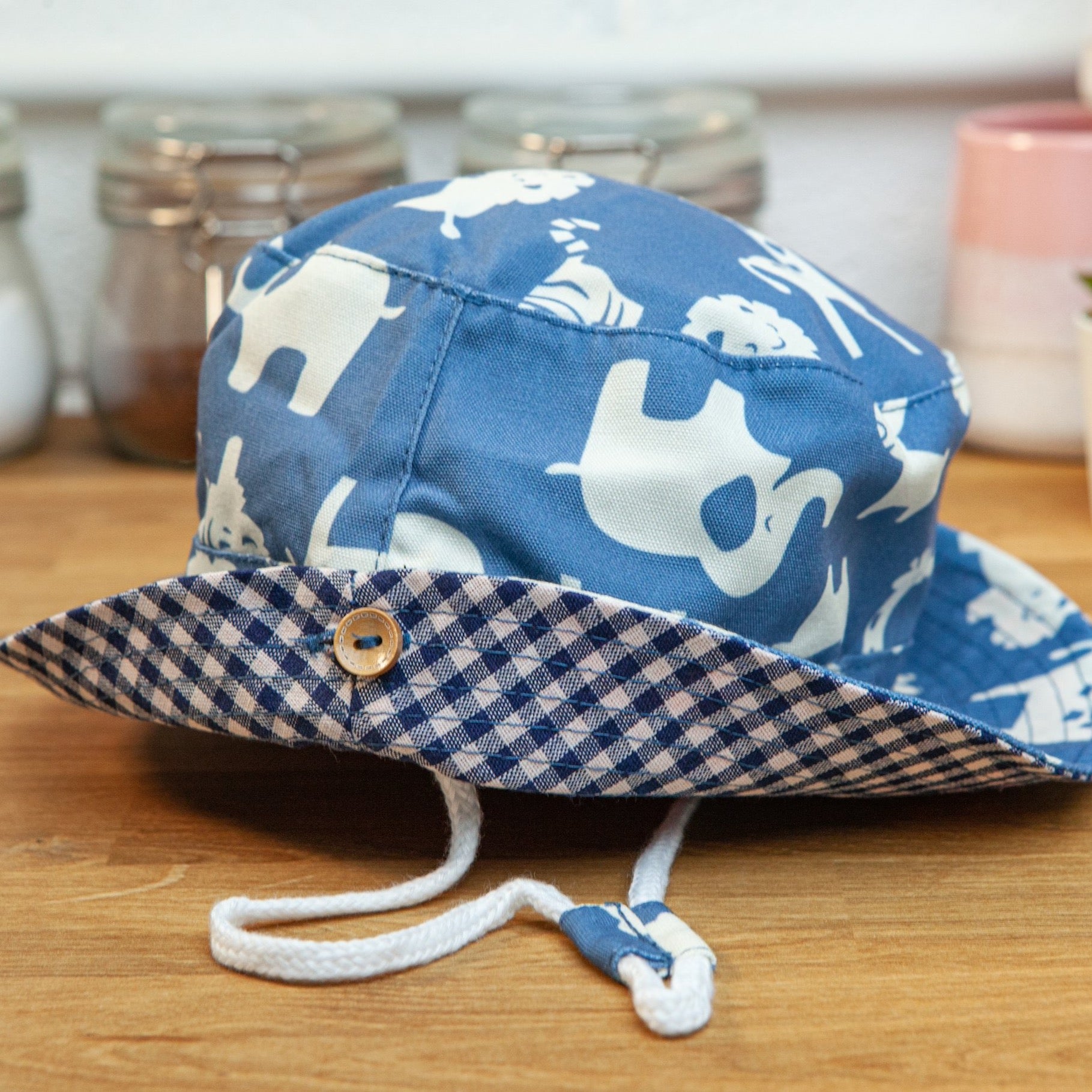 Kids Cotton Summer Hat with Chin Strap.