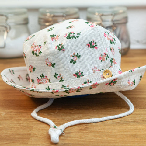 Kids Floral Summer Hat with Chin Strap