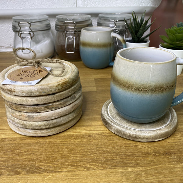 Chunky wooden 'button' Coasters - Set of 6