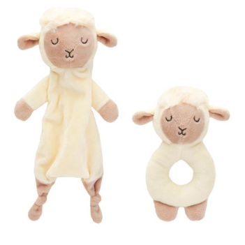 Lamb Comforter and Rattle Set